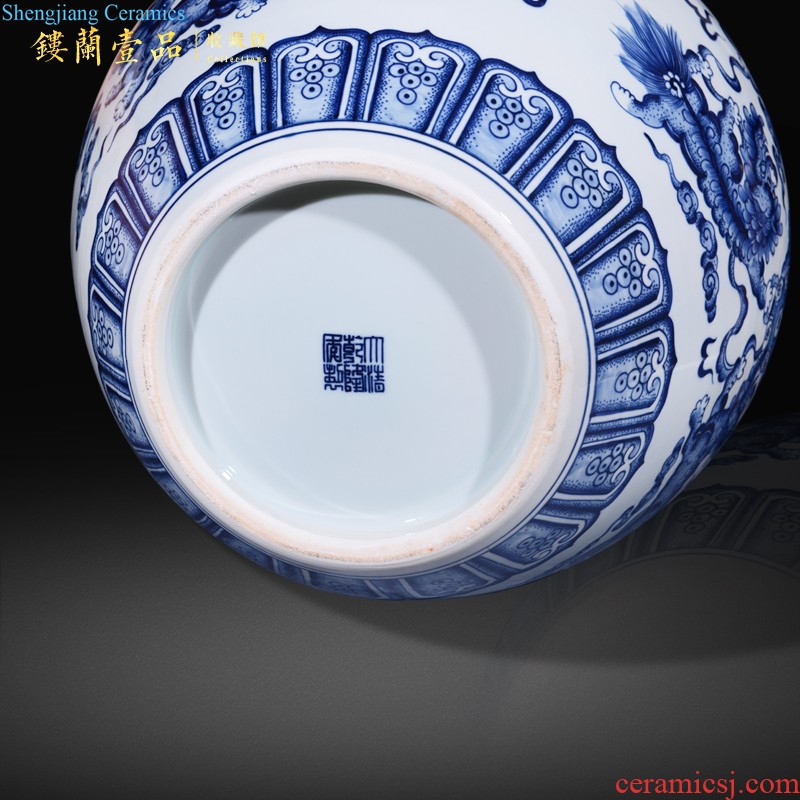 Jingdezhen ceramics hand-painted flower vase new Chinese style household living room TV cabinet craft decoration wedding furnishing articles