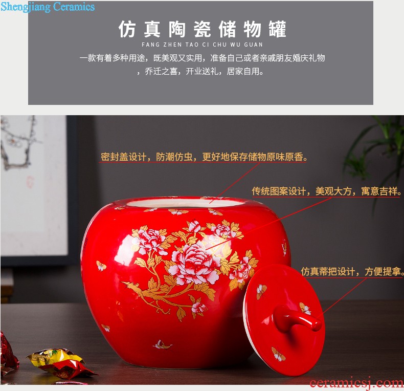 Chinese red vase aj98 jingdezhen ceramics TV ark Chinese style household the sitting room porch decoration crafts