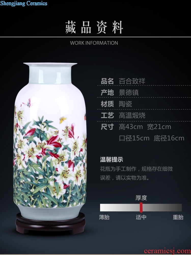 Jingdezhen ceramics powder enamel vase flower arranging TV ark place living room The lily by cheung Chinese style household act the role ofing is tasted