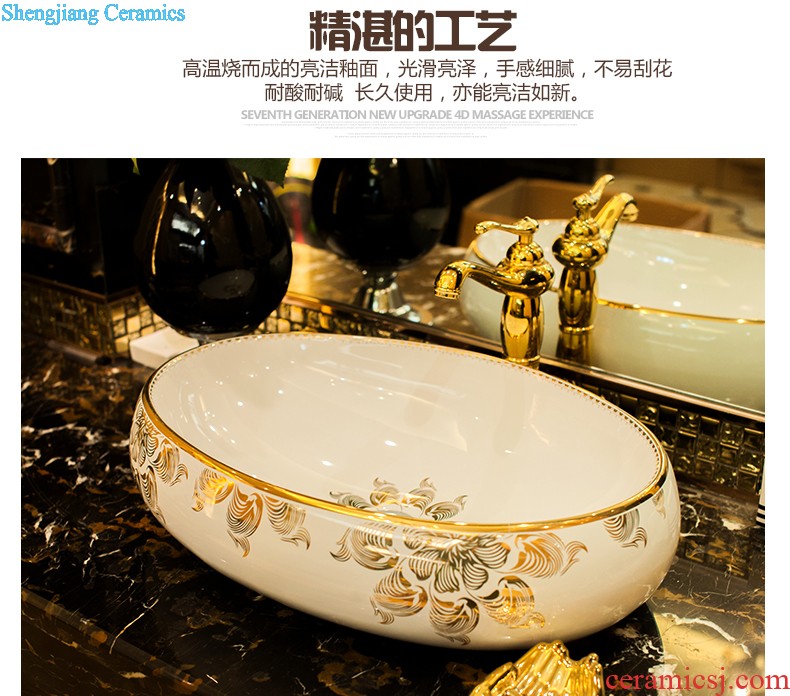 Koh larn, qi stage basin to jingdezhen ceramic lavabo that defend bath lavatory basin art boat form gold peony