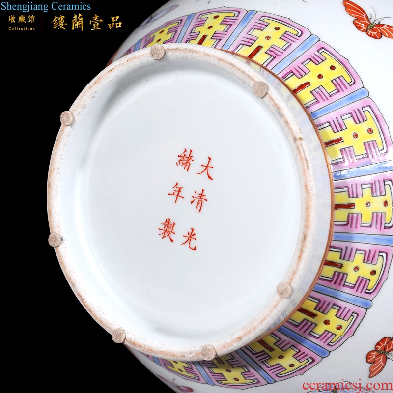 Jingdezhen imperial kiln chinaware imitation qing qianlong medallion four seasons flower enamel bottle of the sitting room decorate household