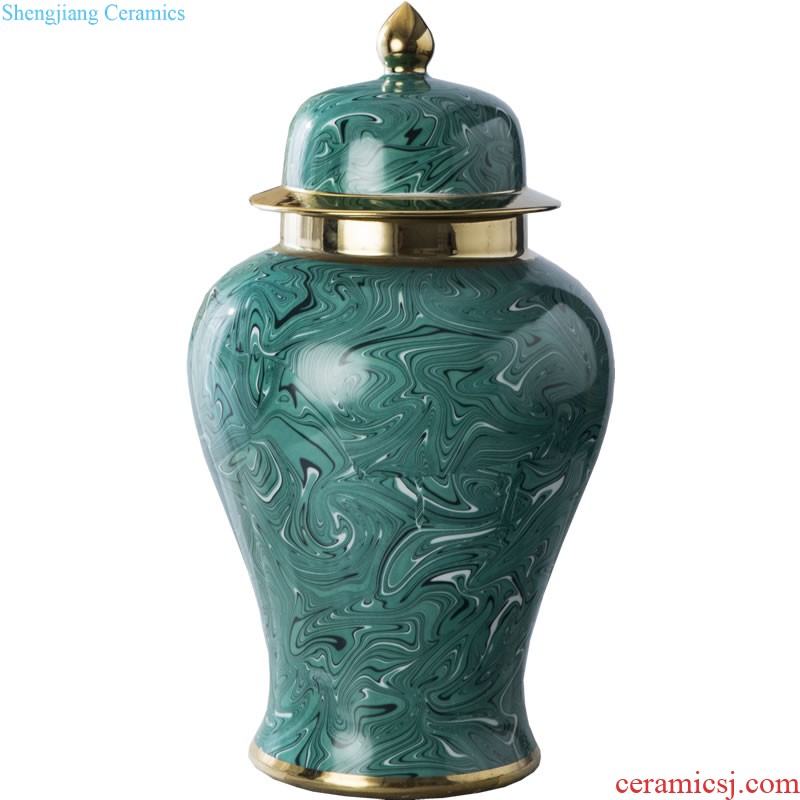 Jingdezhen ceramics celadon vase carving flower arrangement sitting room home pottery soft adornment restoring ancient ways furnishing articles