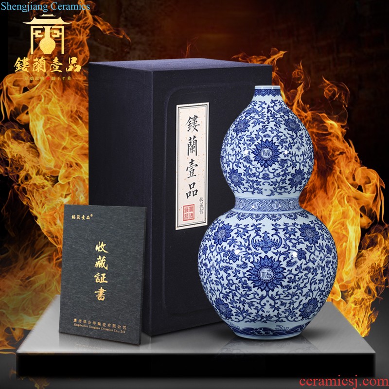 Master of jingdezhen ceramics hand-painted pastel flowers decorative vase sitting room furniture collection of new Chinese style furnishing articles