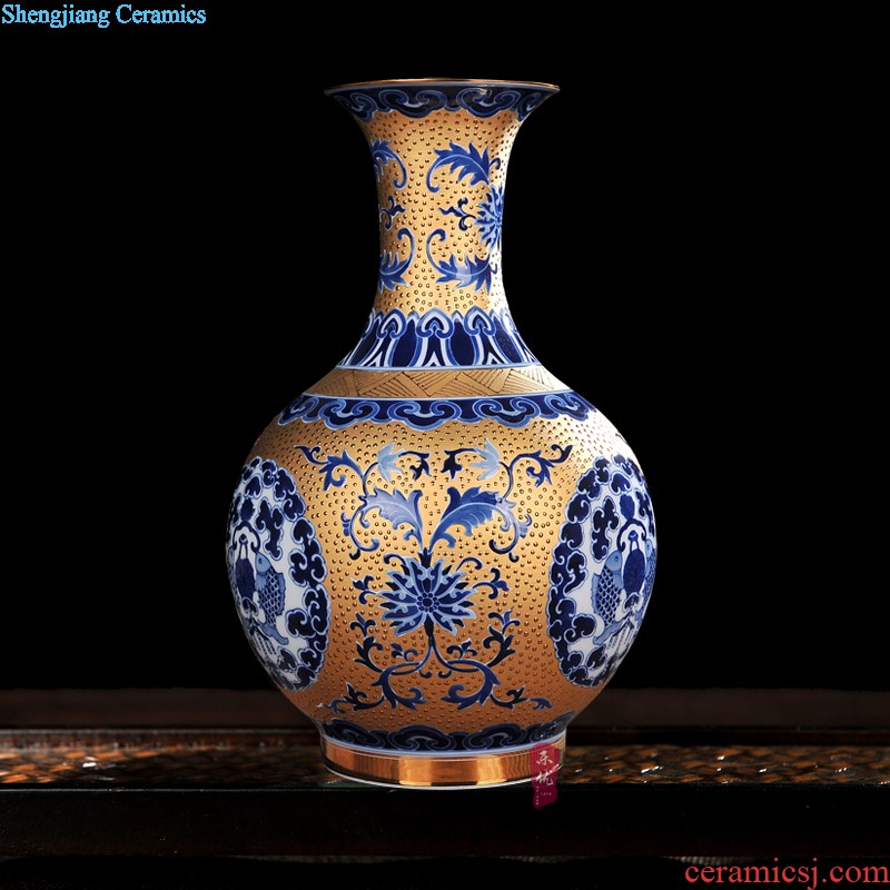 Jingdezhen ceramic landing large vases, hand-painted jiangnan spring scenery new Chinese style household living room decoration to the hotel opening