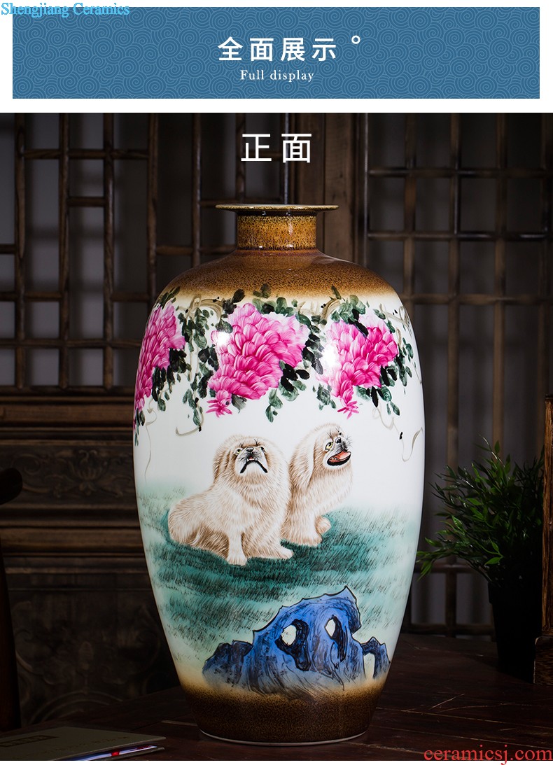 Jingdezhen ceramic floor big vase archaize hand-carved yueyang sitting room adornment is placed opening gifts