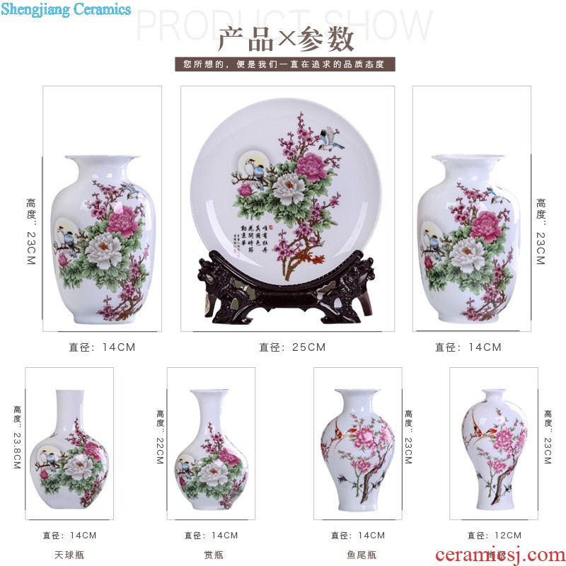 Jingdezhen ceramics modern three-piece floret bottle of flower arrangement, sitting room of Chinese style household decorations crafts