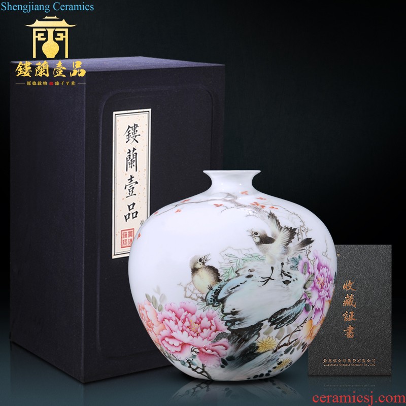 Jingdezhen ceramics imitation qing qianlong cornucopia ears dragon cylinder new Chinese vase sitting room aquarium furnishing articles writing brush washer