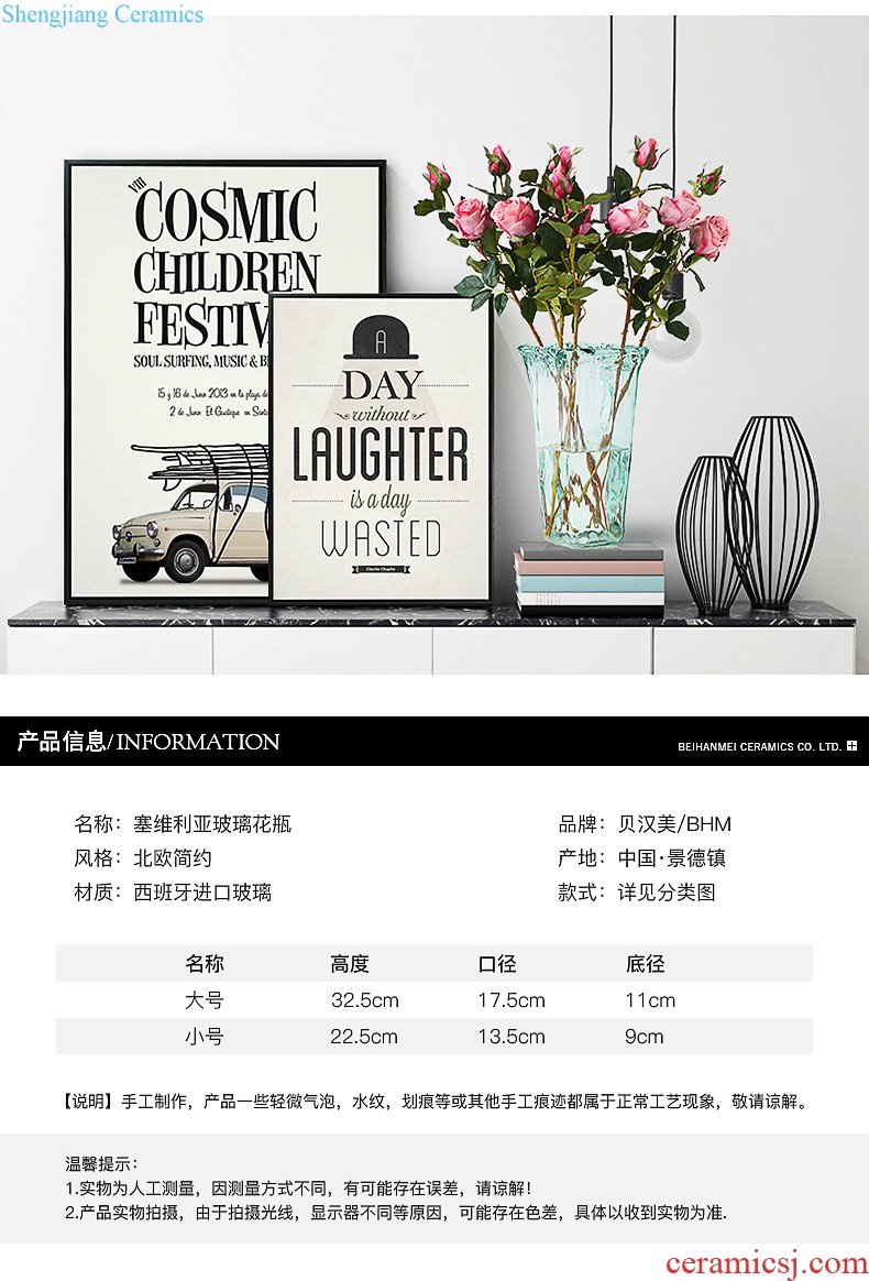 Ins the modern living room porch furnishing articles of jingdezhen ceramic vase creative hand dull gray green flowered