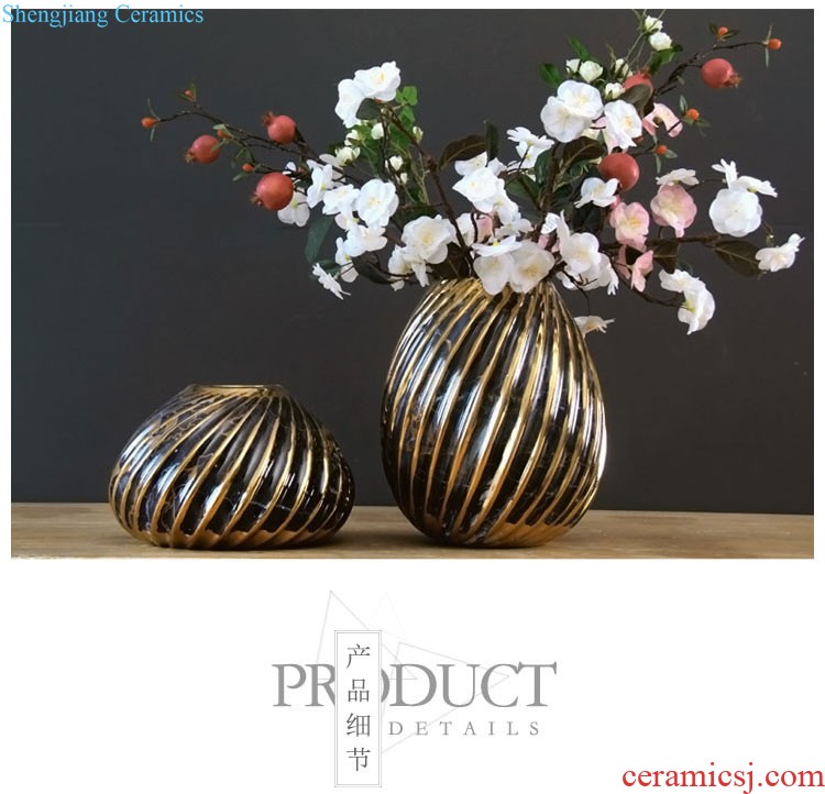 New Chinese style ceramic vase simulation flower art furnishing articles Creative TV ark flower arrangement Sky blue glaze porcelain decoration