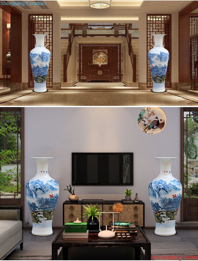 Jingdezhen ceramic vase furnishing articles list hand-painted blooming flowers flower implement Chinese style household adornment blue and white porcelain vase