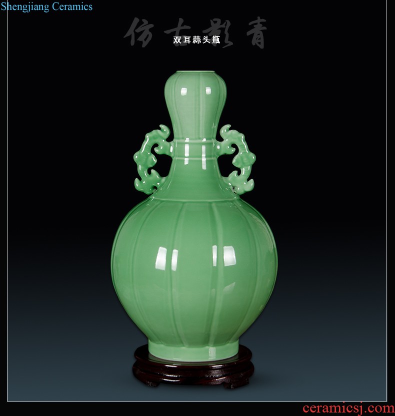 Jingdezhen ceramics three-piece vase furnishing articles flower arrangement of Chinese style porch decoration home decoration large living room