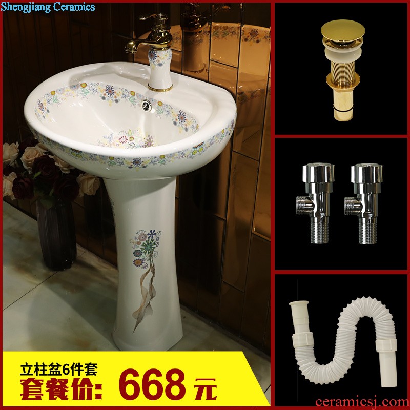 Gold cellnique Jingdezhen ceramic basin art basin stage basin sink sink basin small size