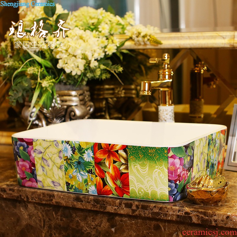 Post, neat square on the art of jingdezhen ceramic bowl lavatory sink basin peony square yellow gold