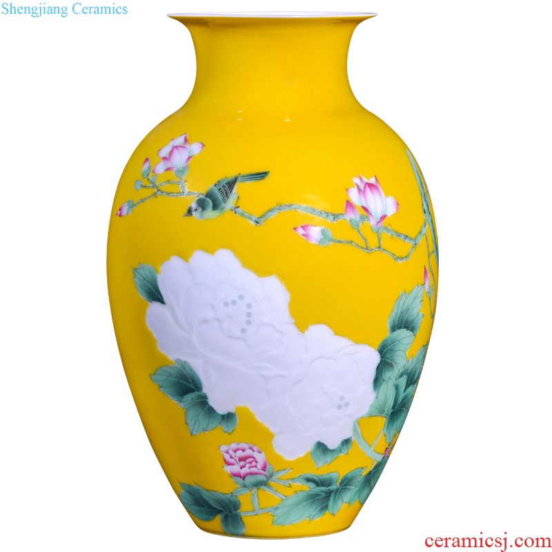 Jingdezhen ceramics hand-painted famille rose flower arranging ground vase lotus pond appeal collection of adornment of Chinese style household furnishing articles