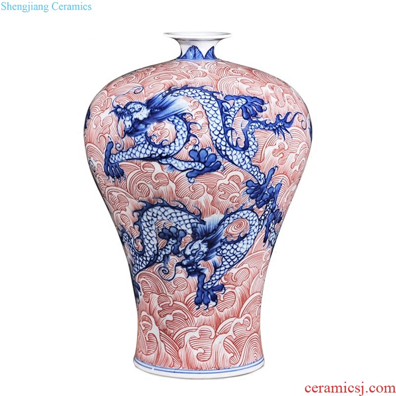 Jingdezhen ceramic imitation qing qianlong youligong tangled branches lotus grain painting and calligraphy vats of sitting room adornment of new Chinese style furnishing articles