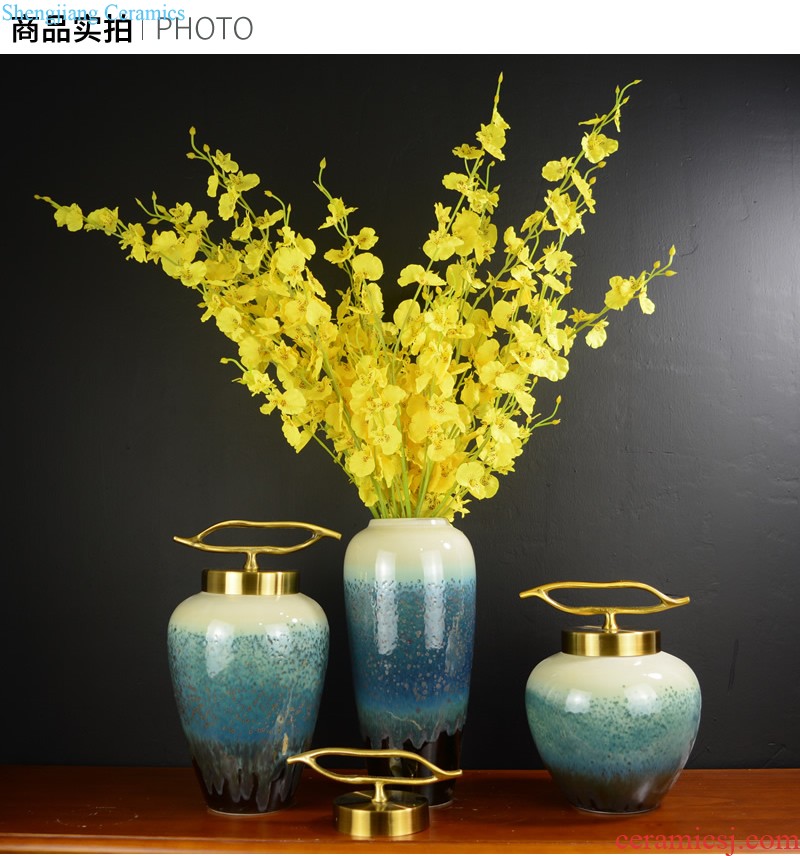 Jingdezhen ceramics kiln creative vase furnishing articles jun porcelain antique open piece of living room furniture decoration decoration