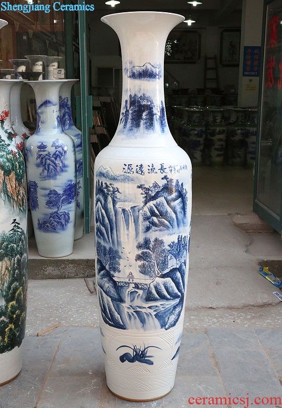 Gu wind 052 jingdezhen blue and white hand painting Opening ceremony/1.8 meters 2.2 meters antique vase