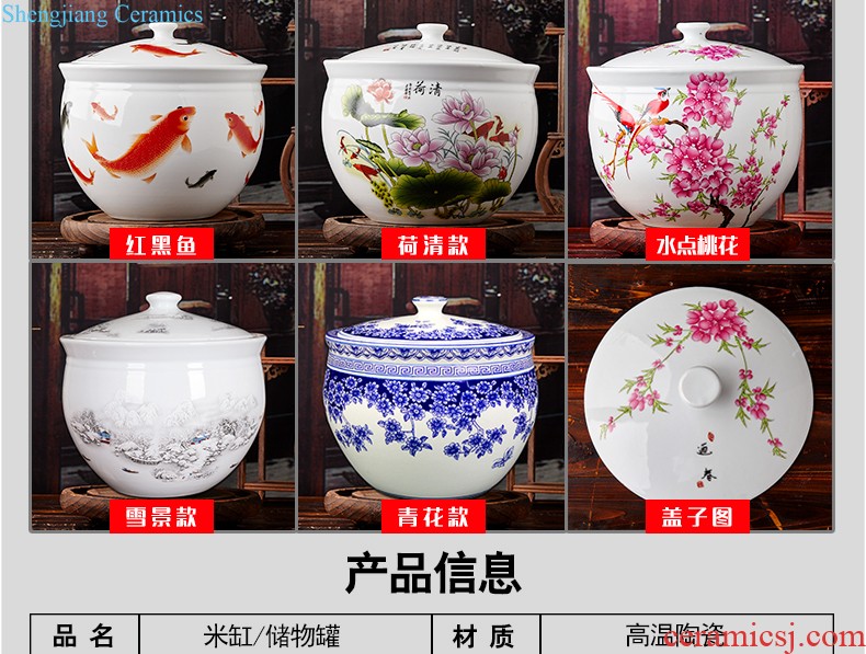 Merry jingdezhen porcelain ceramic barrel 10 jins 20 jins magnesium 2 ricer box pickles pickled meat jar with cover money-box