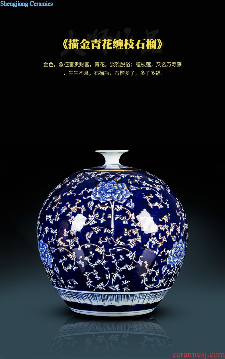 Jingdezhen ceramics vase the colour blue glaze decorations rich ancient frame place large new Chinese style living room office