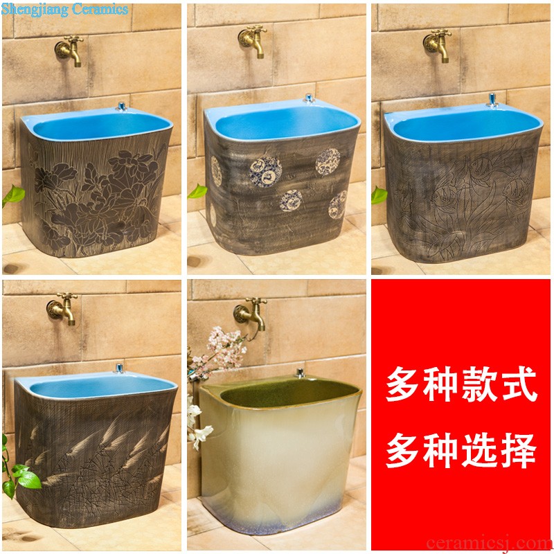 Koh larn, neat hand-drawn square stage basin ceramic lavabo art of the basin that wash a face basin sinks green lotus