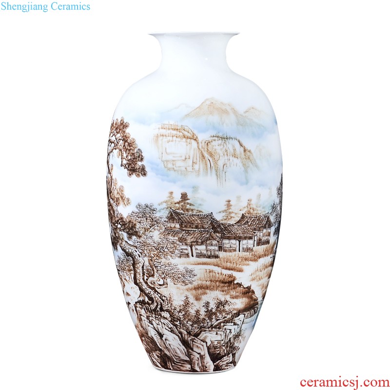 Jingdezhen ceramics Famous master hand painted blue and white porcelain vase Songshan cold spring The sitting room adornment is placed