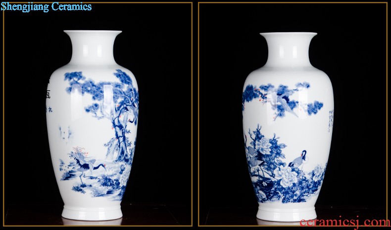 Antique hand-painted Z055 jingdezhen ceramics powder enamel blooming flowers large vases, sitting room adornment is placed