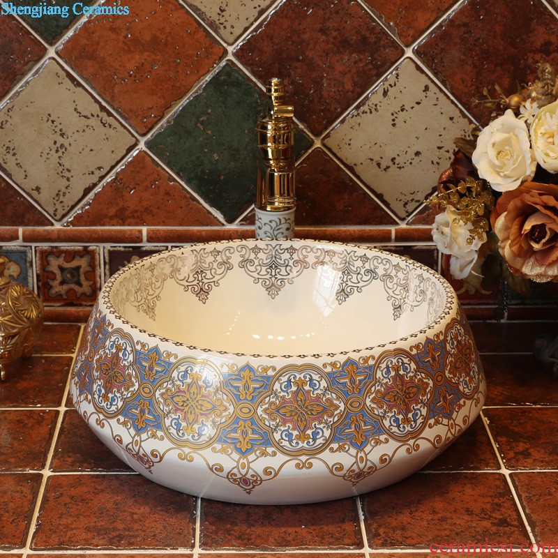 Gold cellnique jingdezhen stage basin ceramic art basin toilet lavabo square basin of abstract art