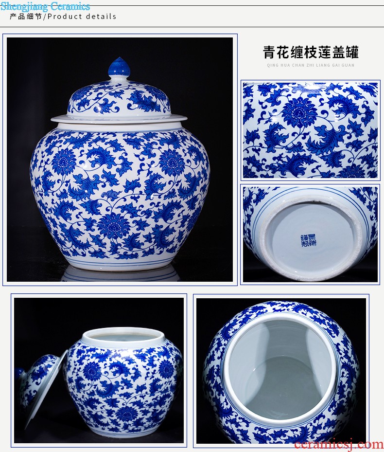 Jingdezhen ceramic hand-painted tank sitting room place the calligraphy and painting cylinder large fish bowl goldfish bowl lotus flower pot FCG