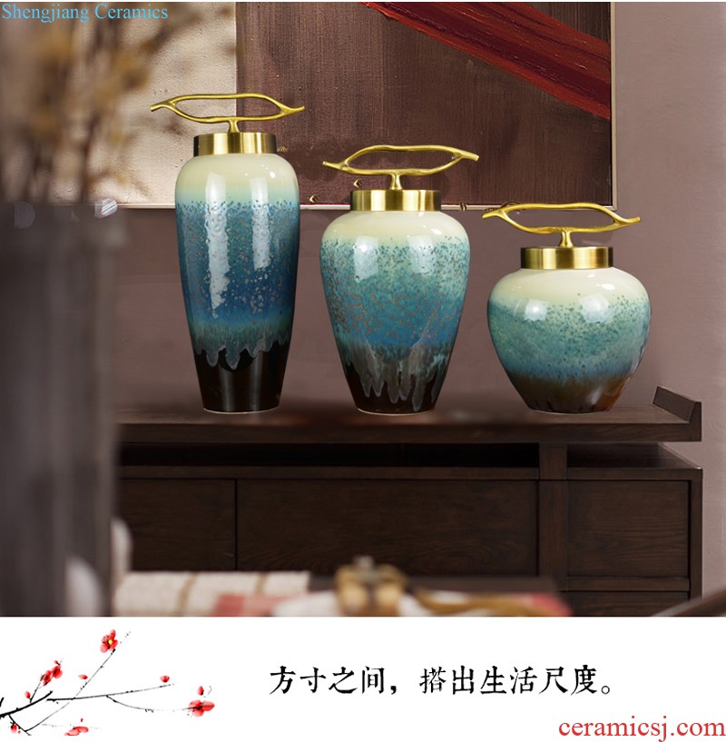 Jingdezhen ceramics kiln creative vase furnishing articles jun porcelain antique open piece of living room furniture decoration decoration