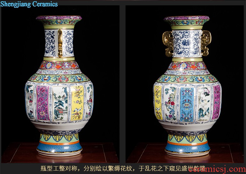 Jingdezhen ceramic large vases, flower arranging Chinese landscape painting home sitting room porch place large high decoration