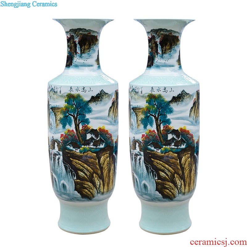 Jingdezhen ceramics hand-painted blue and white porcelain has a long history of large vases, sitting room adornment is placed for the opening gifts