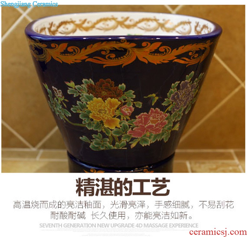 Koh larn, qi ceramic sanitary ware of toilet stage basin sink toilet lavatory basin hand-painted plum blossom