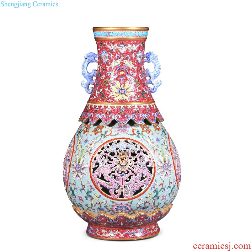 Jingdezhen imperial kiln chinaware imitation qing qianlong pastel flowers pattern tree sitting room of Chinese style decorative furnishing articles