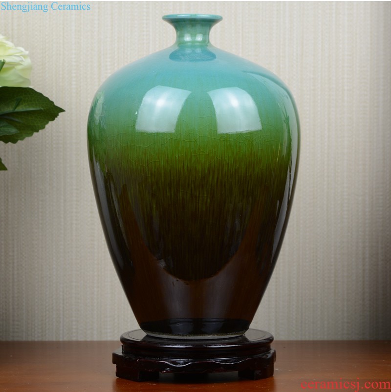 Jingdezhen ceramic kiln blue vase European ikebana sitting room porch household soft adornment handicraft furnishing articles