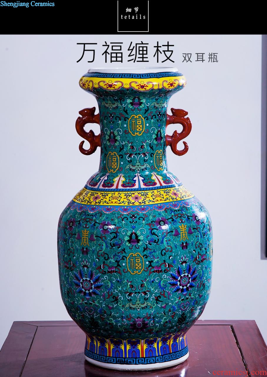 Jingdezhen ceramic hand-painted pastel big vase place to live in the living room floor decoration modern Chinese style hotel decoration