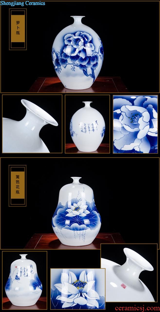 Jingdezhen ceramics imitation Ming vase sitting room home decoration furnishing articles hand-painted pastel archaize fish algae general grain tank