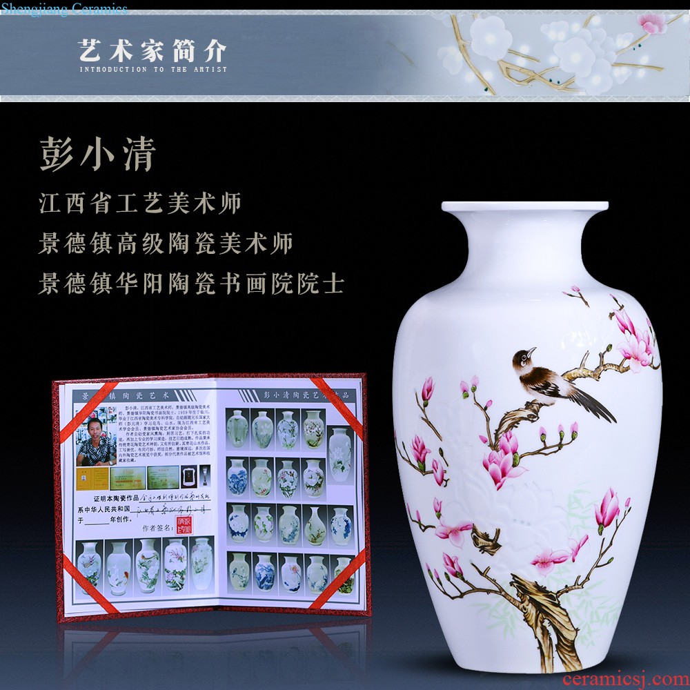 Large vase large hand-painted porcelain of jingdezhen ceramics new Chinese style household living room TV cabinet decoration