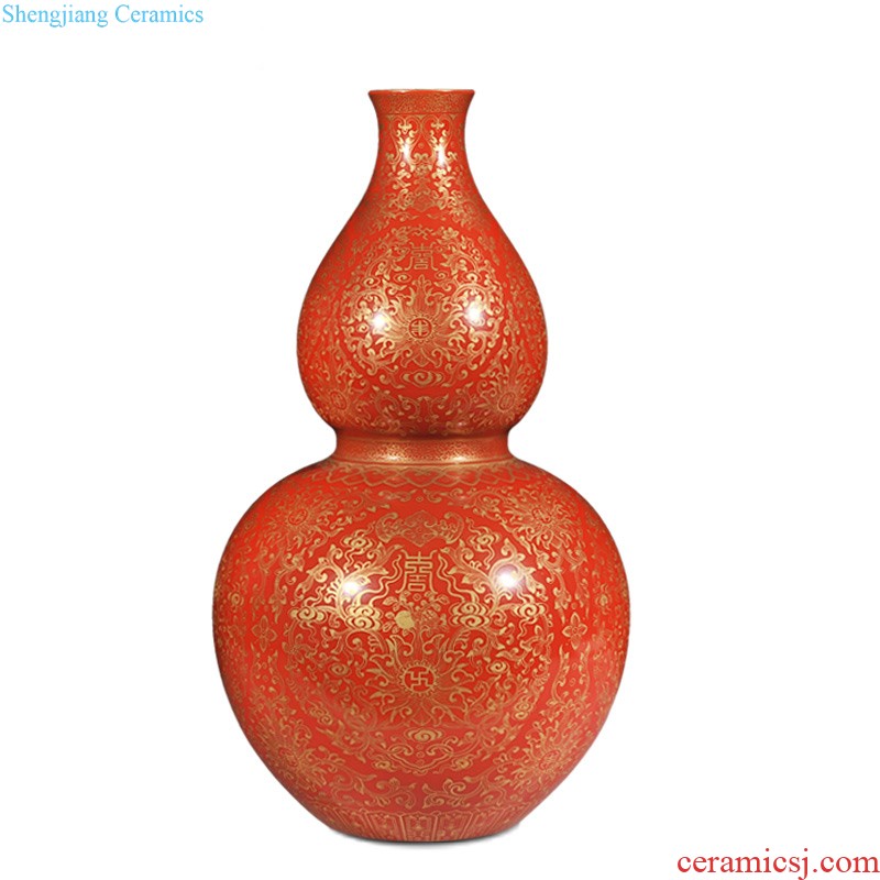 Jingdezhen imperial kiln chinaware imitation qing qianlong pastel alum red colour collection of celestial vase sitting room adornment furnishing articles