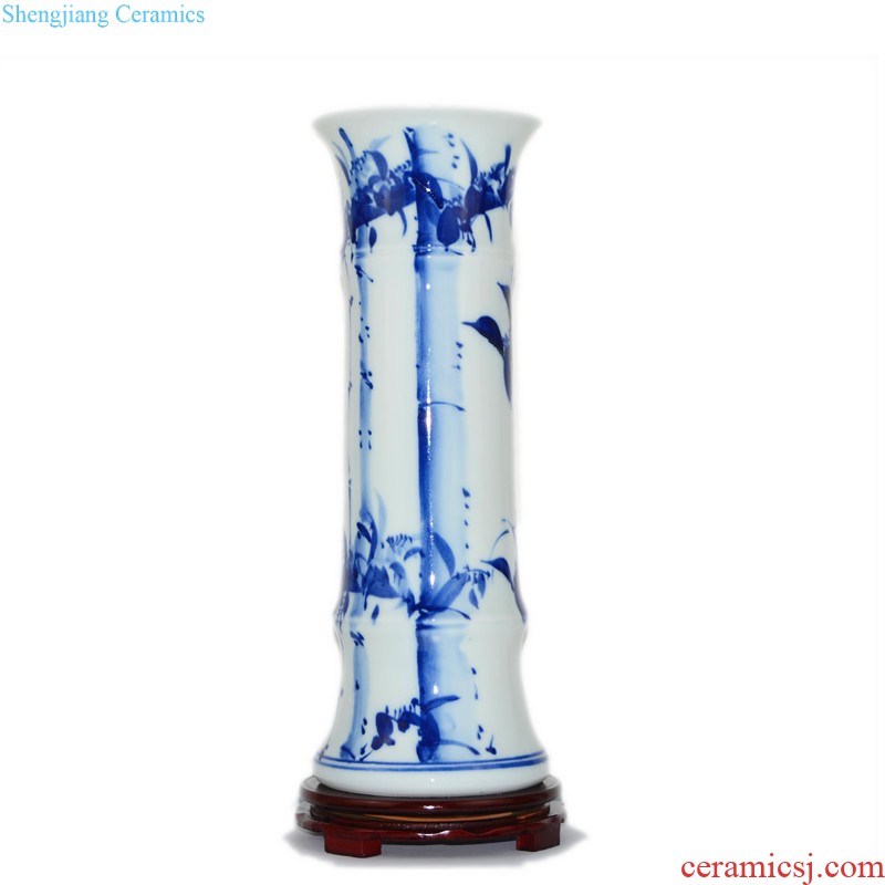 Jingdezhen ceramic blue and white porcelain vase furnishing articles sitting room of Chinese style restoring ancient ways is the dried flower arrangement home home decoration