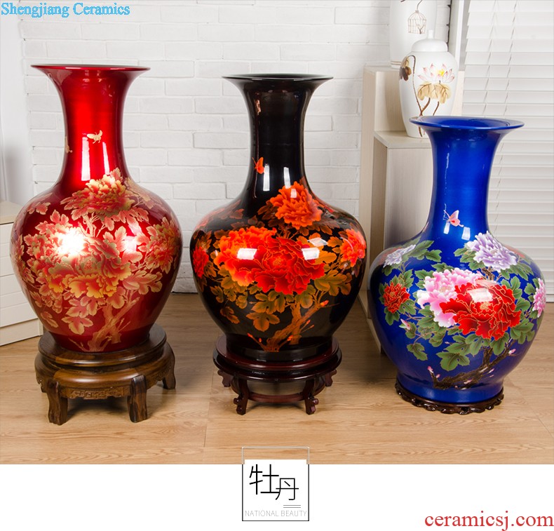 Jingdezhen ceramics high vases, flower arranging ruby red bottle gourd landing place large e084 sitting room porch decoration