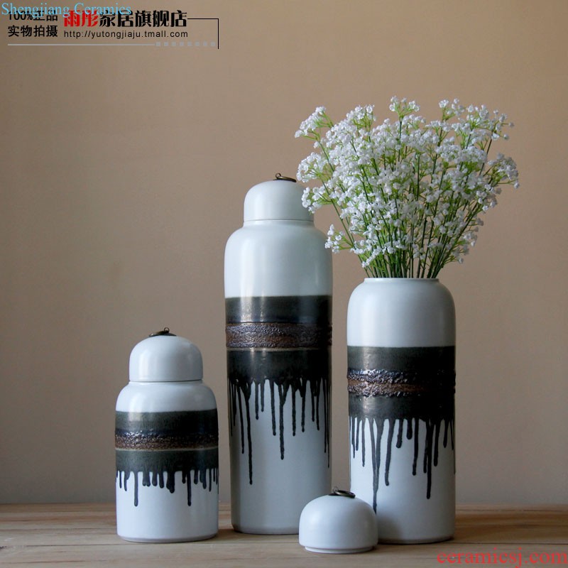 Rain tong home | jingdezhen ceramics glaze kiln heat flow with cover simple decoration decorative furnishing articles ceramic pot