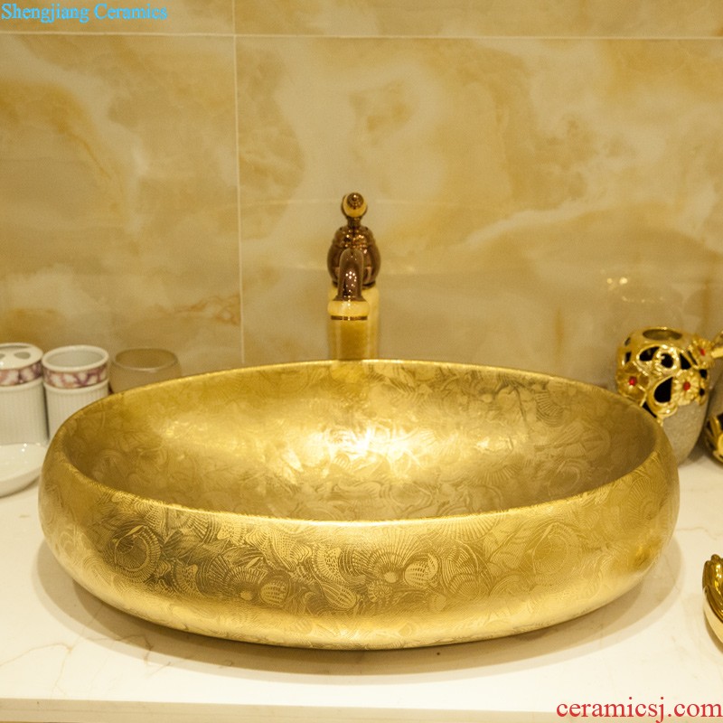 Koh larn, qi stage basin ceramic lavabo gold-plated lavatory basin of elliptic toilet art restoring ancient ways roses