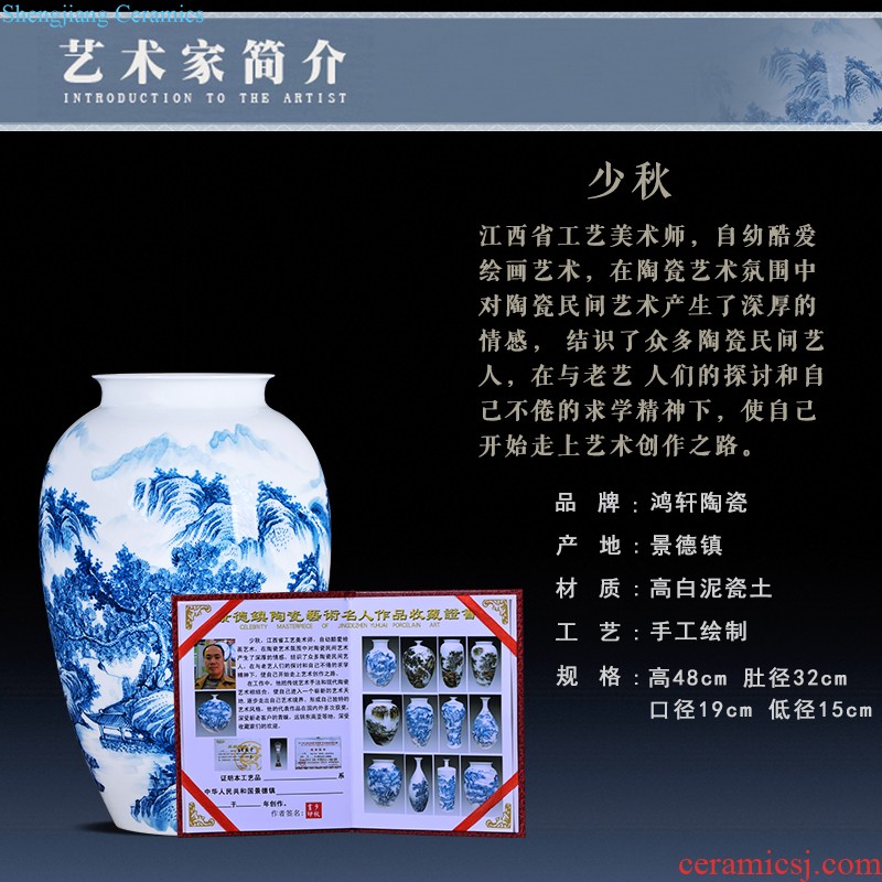 Jingdezhen ceramics by hand antique vases, flower arranging furnishing articles of Chinese style restoring ancient ways is the sitting room TV ark home decoration