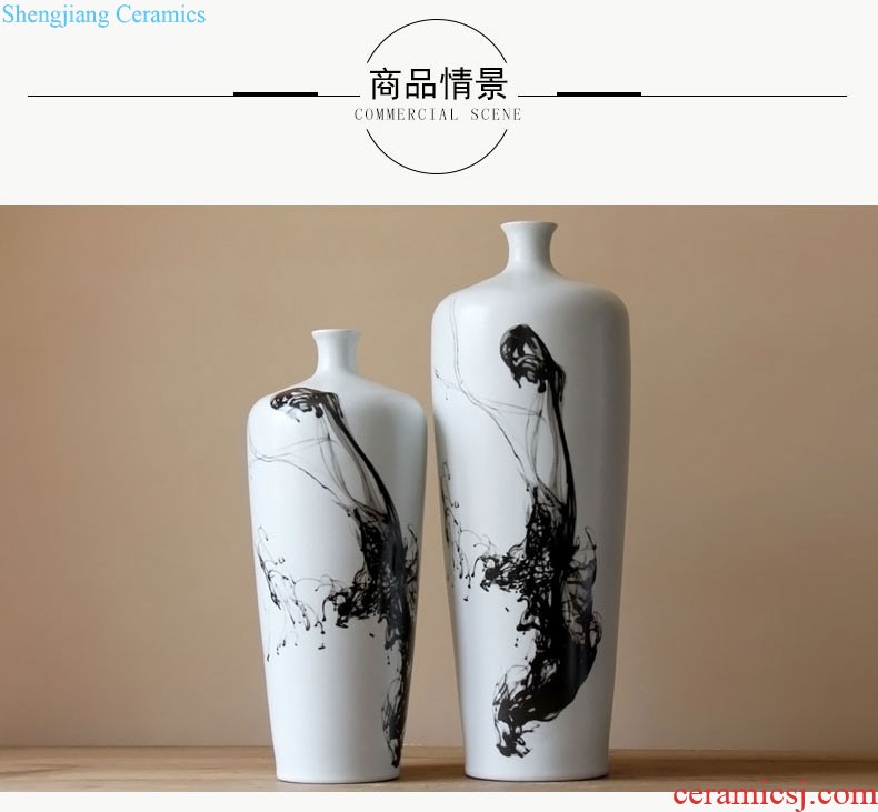 Jingdezhen ceramic furnishing articles hand-painted thick bamboo bird cover ceramic pot villa decoration floor vase