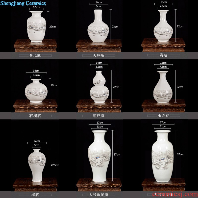 Jingdezhen ceramics three-piece floret bottle of Chinese style household living room TV cabinet decoration crafts are arranging flowers