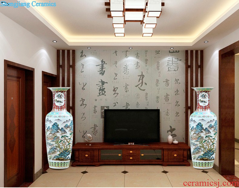 Jingdezhen ceramics hand-painted porcelain imitation qianlong year bucket color vases, flower arranging new Chinese style sitting room adornment is placed