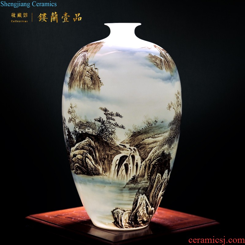 Ornamental LanYi product Master of jingdezhen ceramic hand-painted vases Songshan dangerously Home sitting room adornment is placed