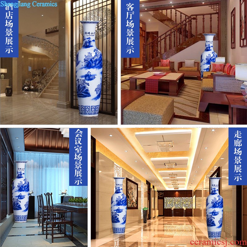 Jingdezhen ceramics antique hand-painted scenery peony home sitting room hotel adornment furnishing articles of large vase