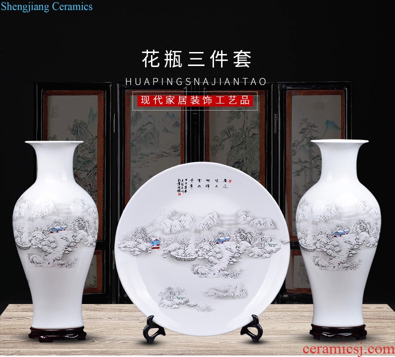 Blue and white porcelain of jingdezhen ceramics qingming scroll of large vases, home sitting room adornment is placed large