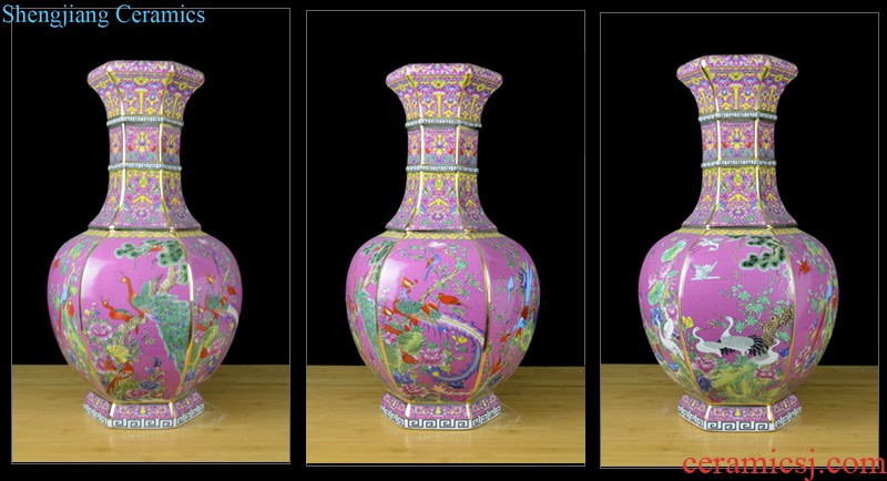 Cixin qiu - yun jingdezhen ceramics celebrity hand-painted powder enamel vase boutique sitting room home rich ancient frame adornment furnishing articles